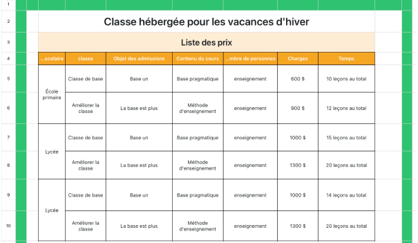 Classe hébergée pour les vacances d'hiver